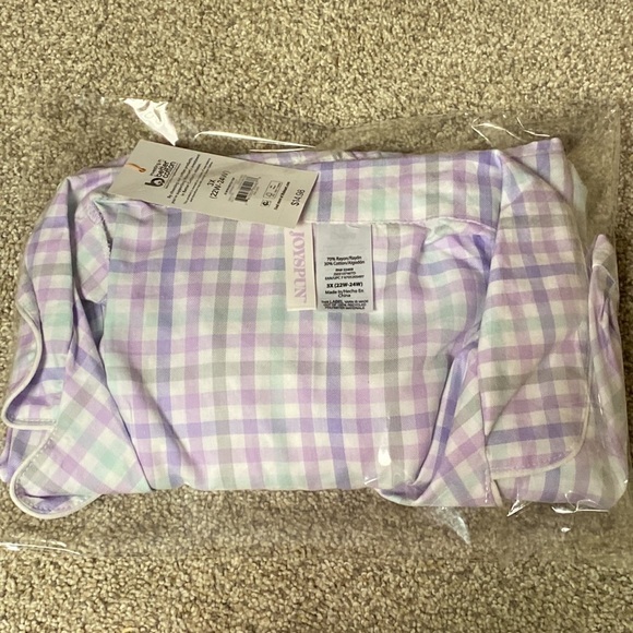 NWT - Women’s Joyspun Woven Notch Collar Pajama Top (Lavender Touch Plaid 3XL) - Picture 3 of 12